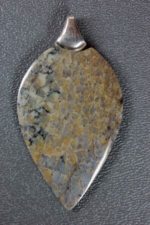 Agatized Dinosaur Bone Shield Pendant #4279